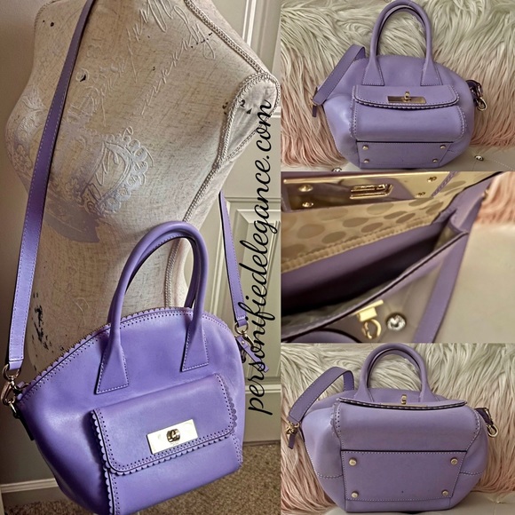 Kate Spade Palm Springs Maggie Lavender Scalloped Leather Medium Satchel - Picture 9 of 16